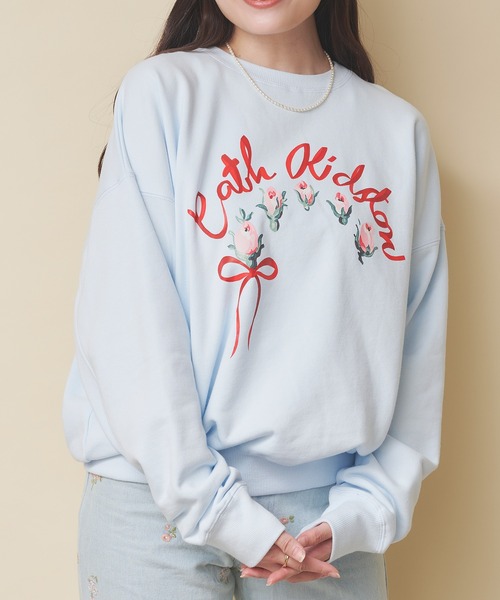 Cath Kidston(キャスキッドソン)の「プリントスウェットトップス Ribbon Floral(スウェット・レディース・グレー/ブラウン/サックスブルー/アイボリー/ライトピンク・FREE)」の4枚目の写真