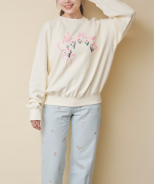 Cath Kidston(キャスキッドソン)の「プリントスウェットトップス Ribbon Floral(スウェット・レディース・グレー/ブラウン/サックスブルー/アイボリー/ライトピンク・FREE)」の7枚目の写真