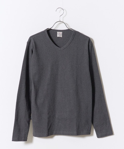 AVIREX（アヴィレックス）の「AVIREX/アビレックス RIB L/S V-NECK T-SHIRT（Tシャツ/カットソー・メンズ・ブラック/グレー/ホワイト/ネイビー/チャコール・S/XL/L/M）」の4枚目の写真