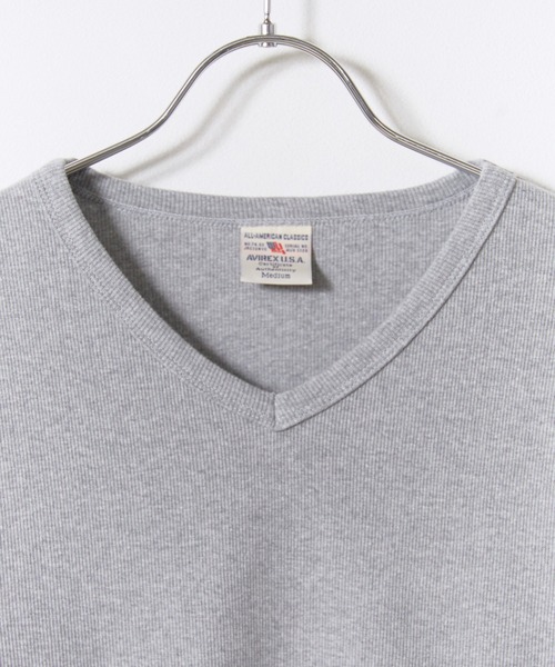 AVIREX（アヴィレックス）の「AVIREX/アビレックス RIB L/S V-NECK T-SHIRT（Tシャツ/カットソー・メンズ・ブラック/グレー/ホワイト/ネイビー/チャコール・S/XL/L/M）」の14枚目の写真