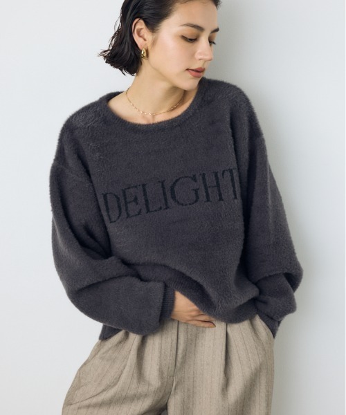 AZUL by moussy(アズールバイマウジー)の「シャギーアソートロゴニット 秋服 冬服(ニット/セーター・レディース・アイボリー/グレー/ブラウン/ピンク・FREE)」の2枚目の写真
