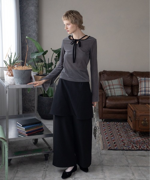 VACANCY（ヴァカンシー）の「【VACANCY公式】ベロアシアーチョーカートップス/新色追加（Tシャツ/カットソー・レディース・チャコールグレー/ブルー/ブラック・FREE）」の21枚目の写真