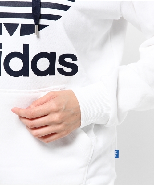 adidas（アディダス）の「オリジナルス パーカー[TREFOIIL LONG HOODIE]（パーカー・レディース・グリーン/ホワイト×ブルー・LARGE/SMALL/XX-LARGE/X-SMALL/MEDIUM）」の7枚目の写真