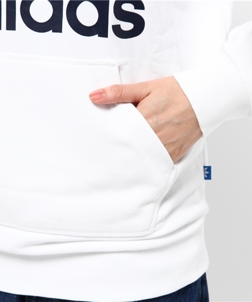 adidas（アディダス）の「オリジナルス パーカー[TREFOIIL LONG HOODIE]（パーカー・レディース・グリーン/ホワイト×ブルー・LARGE/SMALL/XX-LARGE/X-SMALL/MEDIUM）」の8枚目の写真