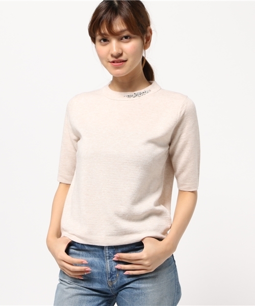 NATURAL BEAUTY BASIC（ナチュラルビューティーベーシック）の「ミラノリブニット（ニット/セーター・レディース・グレー/ブルー/ボルドー/ベージュ・MEDIUM）」の3枚目の写真