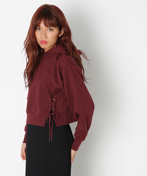 SLY（スライ）の「SIDE LACE UP SW PK（スウェット・レディース・ブラック/トップグレー/ワインレッド・1/2）」の3枚目の写真