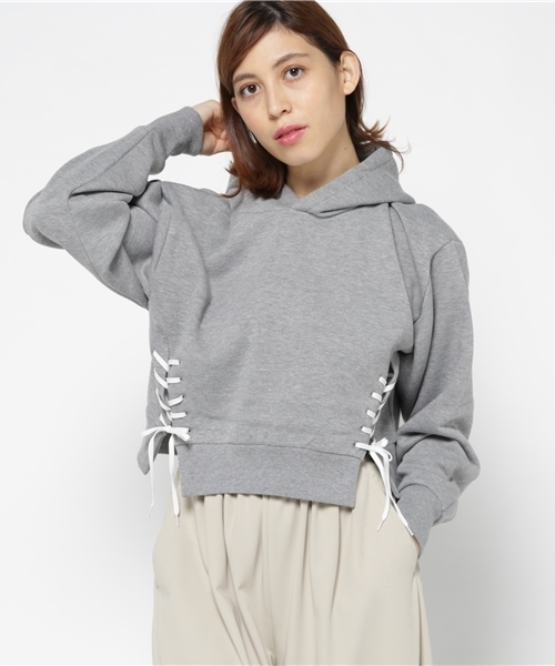 SLY（スライ）の「SIDE LACE UP SW PK（スウェット・レディース・ブラック/トップグレー/ワインレッド・1/2）」の6枚目の写真