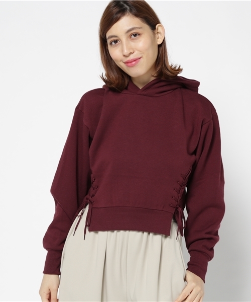 SLY（スライ）の「SIDE LACE UP SW PK（スウェット・レディース・ブラック/トップグレー/ワインレッド・1/2）」の7枚目の写真