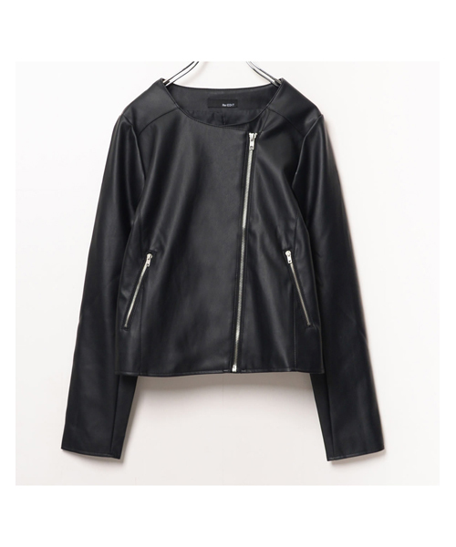 Re:EDIT(リエディ)の「ェイクレザーノーカラーライダースジャケット(ノーカラージャケット・レディース・ブラック/グレイッシュベージュ/ピンク・LARGE/MEDIUM)」の14枚目の写真