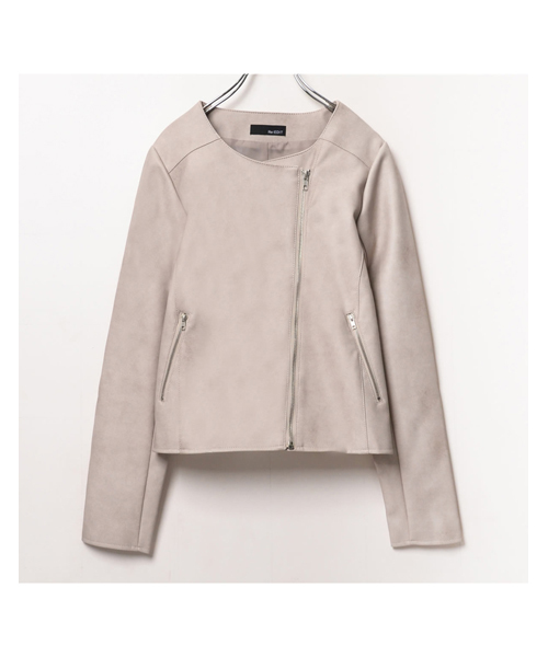 Re:EDIT(リエディ)の「ェイクレザーノーカラーライダースジャケット(ノーカラージャケット・レディース・ブラック/グレイッシュベージュ/ピンク・LARGE/MEDIUM)」の17枚目の写真