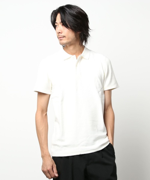 Saturdays NYC（サタデーズ ニューヨークシティ ）の「Jake Terry Cotton Polo（ポロシャツ・メンズ・ホワイト/ネイビー・L/X-SMALL/M/S/X-LARGE）」の2枚目の写真