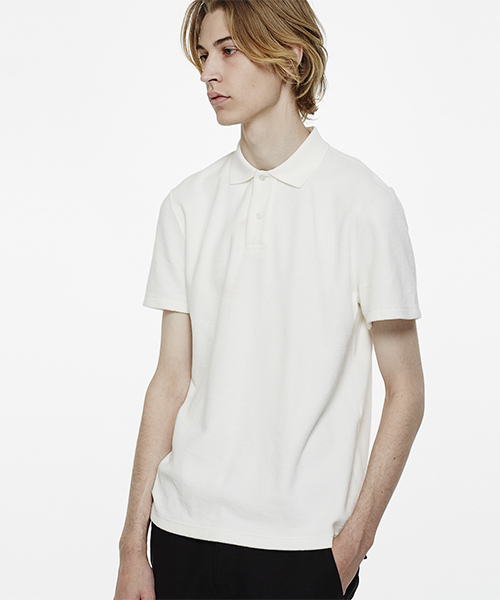 Saturdays NYC（サタデーズ ニューヨークシティ ）の「Jake Terry Cotton Polo（ポロシャツ・メンズ・ホワイト/ネイビー・L/X-SMALL/M/S/X-LARGE）」の4枚目の写真