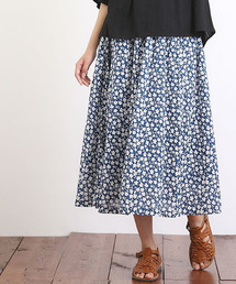 CUBE SUGAR | レトロフラワープリント ギャザーフレアースカート(スカート)