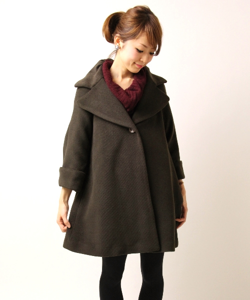 NANO universe（ナノユニバース）の「カルゼビーバーAラインコート（その他アウター・レディース・キャメル/カーキ/ブラック・FREE）」の3枚目の写真