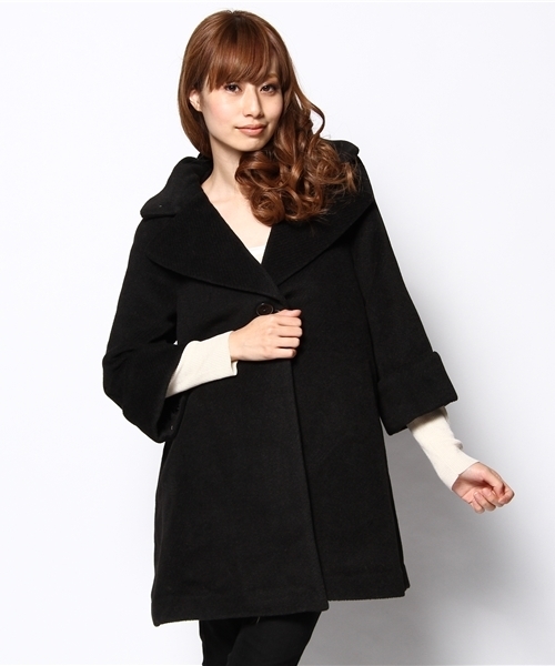 NANO universe（ナノユニバース）の「カルゼビーバーAラインコート（その他アウター・レディース・キャメル/カーキ/ブラック・FREE）」の4枚目の写真