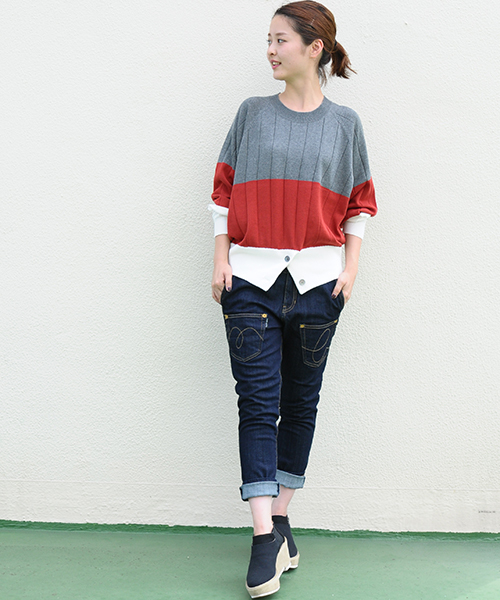 mercibeaucoup,(メルシーボークー)の「B:トタンイロニット(ニット/セーター・レディース・ホワイト/ブラック/グレー/ネイビー・01)」の12枚目の写真