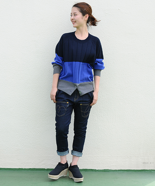 mercibeaucoup,(メルシーボークー)の「B:トタンイロニット(ニット/セーター・レディース・ホワイト/ブラック/グレー/ネイビー・01)」の11枚目の写真