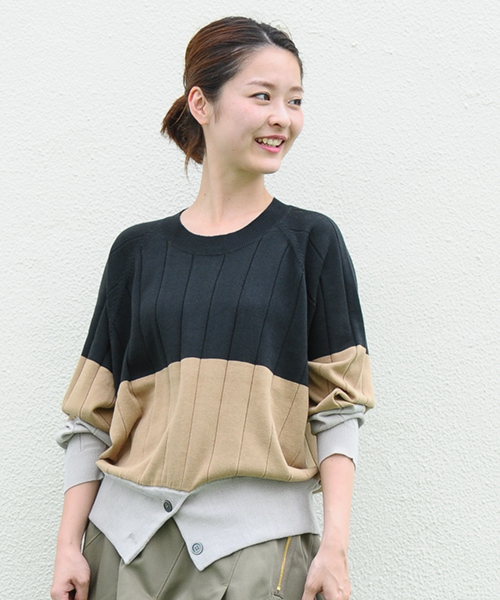 mercibeaucoup,(メルシーボークー)の「B:トタンイロニット(ニット/セーター・レディース・ホワイト/ブラック/グレー/ネイビー・01)」の6枚目の写真