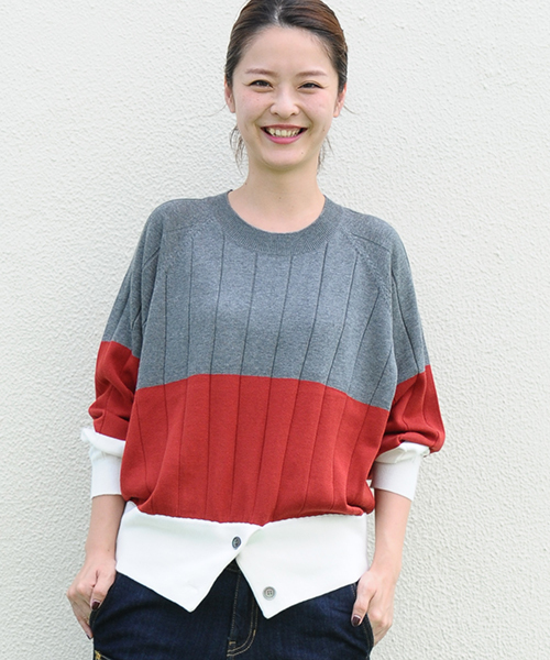 mercibeaucoup,(メルシーボークー)の「B:トタンイロニット(ニット/セーター・レディース・ホワイト/ブラック/グレー/ネイビー・01)」の5枚目の写真