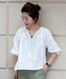 le.coeur blanc | フラワー刺繍スキッパーブラウス(シャツ/ブラウス)