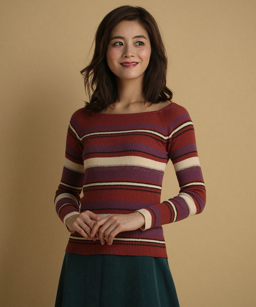 SWINGLE(スウィングル)の「【雑誌掲載】マルチボーダープルオーバー◆(Tシャツ/カットソー・レディース・ブラウン系その他/ブルー系その他/イエロー系その他・SMALL)」の1枚目の写真