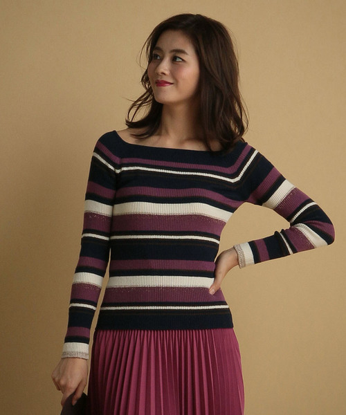 SWINGLE(スウィングル)の「【雑誌掲載】マルチボーダープルオーバー◆(Tシャツ/カットソー・レディース・ブラウン系その他/ブルー系その他/イエロー系その他・SMALL)」の2枚目の写真