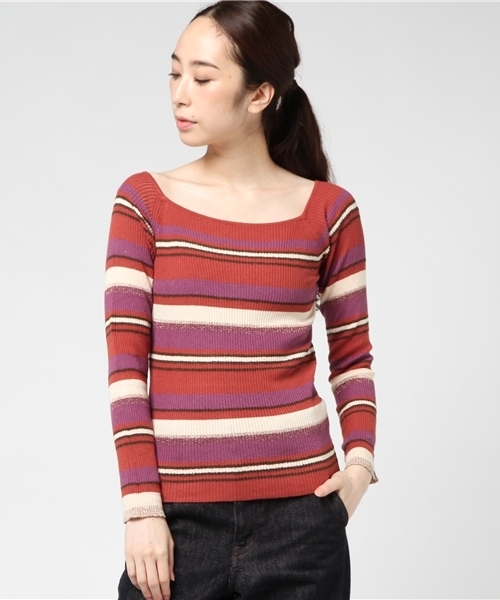 SWINGLE(スウィングル)の「【雑誌掲載】マルチボーダープルオーバー◆(Tシャツ/カットソー・レディース・ブラウン系その他/ブルー系その他/イエロー系その他・SMALL)」の4枚目の写真