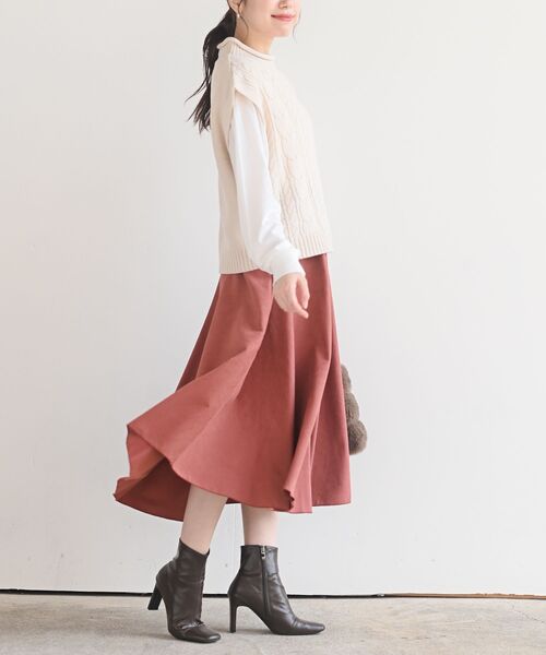 rps（アールピーエス）の「ツイルピーチ起毛ロングスカート（スカート・レディース・キャメル/ブラウン/ネイビー/ダークグリーン/グレー/ダークパープル/ライトカーキ/グレイッシュベージュ/グレー系その他3/ダークブラウン/ベージュ/ブルー/カーキ/パープル/ブラック/オレンジ・M/フリー）」の19枚目の写真