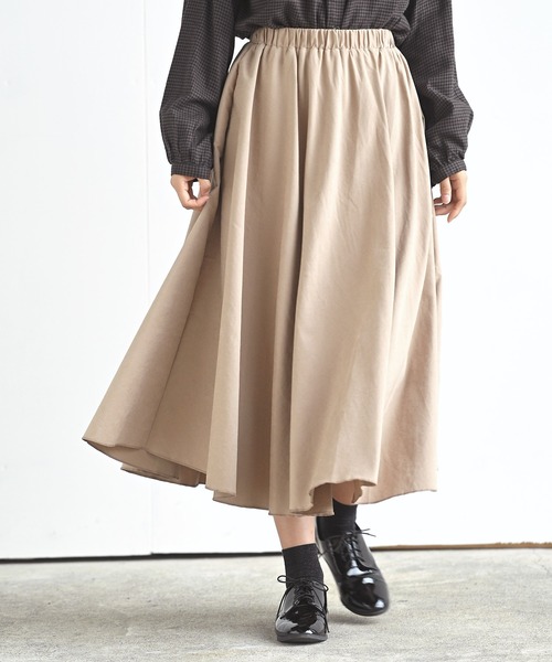 rps（アールピーエス）の「ツイルピーチ起毛ロングスカート（スカート・レディース・キャメル/ブラウン/ネイビー/ダークグリーン/グレー/ダークパープル/ライトカーキ/グレイッシュベージュ/グレー系その他3/ダークブラウン/ベージュ/ブルー/カーキ/パープル/ブラック/オレンジ・M/フリー）」の7枚目の写真