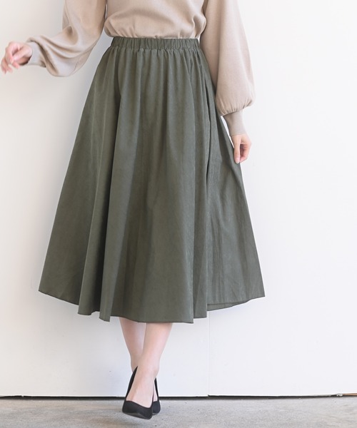 rps（アールピーエス）の「ツイルピーチ起毛ロングスカート（スカート・レディース・キャメル/ブラウン/ネイビー/ダークグリーン/グレー/ダークパープル/ライトカーキ/グレイッシュベージュ/グレー系その他3/ダークブラウン/ベージュ/ブルー/カーキ/パープル/ブラック/オレンジ・M/フリー）」の9枚目の写真