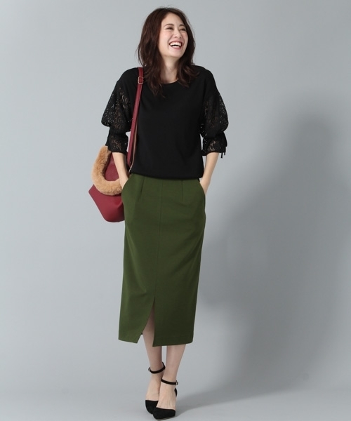 Andemiu（アンデミュウ）の「ソデレースニットプルオーバー769080（ニット/セーター・レディース・ブラウン/グレー/ブラック・FREE）」の5枚目の写真