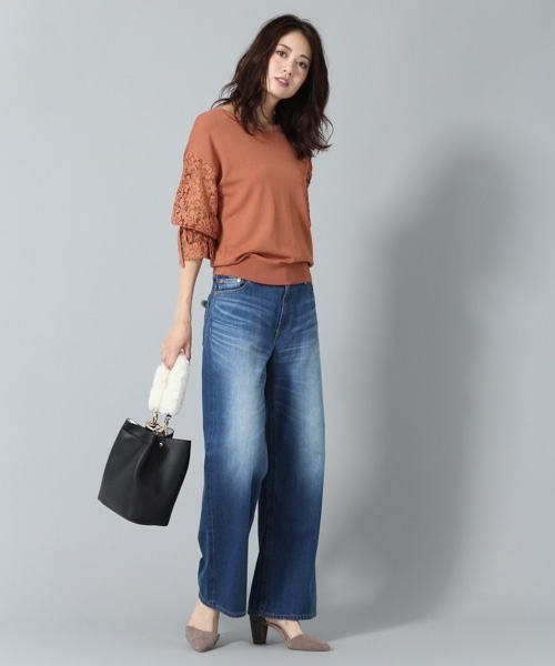 Andemiu（アンデミュウ）の「ソデレースニットプルオーバー769080（ニット/セーター・レディース・ブラウン/グレー/ブラック・FREE）」の6枚目の写真