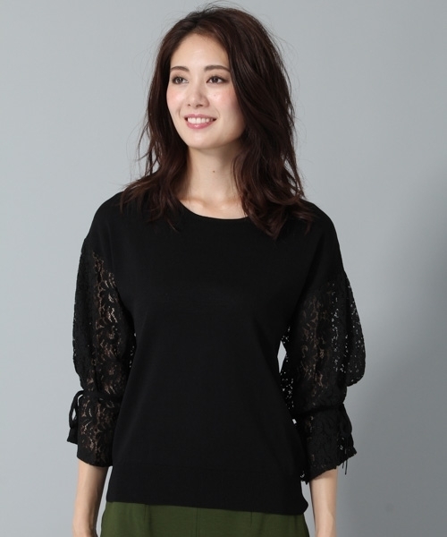 Andemiu（アンデミュウ）の「ソデレースニットプルオーバー769080（ニット/セーター・レディース・ブラウン/グレー/ブラック・FREE）」の7枚目の写真