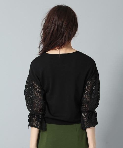 Andemiu（アンデミュウ）の「ソデレースニットプルオーバー769080（ニット/セーター・レディース・ブラウン/グレー/ブラック・FREE）」の9枚目の写真