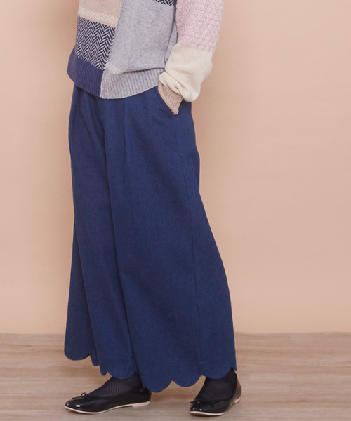 POU DOU DOU（プードゥドゥ）の「裾スカラップタックパンツ（その他パンツ・レディース・インディゴブルー/ベージュ/カーキ/ネイビー/ライトグリーン/ライトベージュ・3）」の6枚目の写真