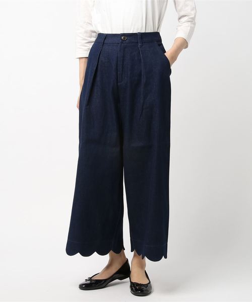 POU DOU DOU（プードゥドゥ）の「裾スカラップタックパンツ（その他パンツ・レディース・インディゴブルー/ベージュ/カーキ/ネイビー/ライトグリーン/ライトベージュ・3）」の5枚目の写真