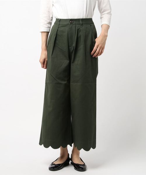 POU DOU DOU（プードゥドゥ）の「裾スカラップタックパンツ（その他パンツ・レディース・インディゴブルー/ベージュ/カーキ/ネイビー/ライトグリーン/ライトベージュ・3）」の4枚目の写真