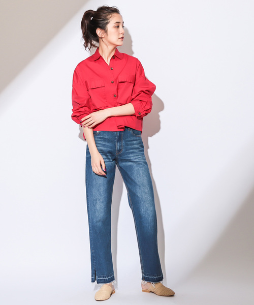 CIAOPANIC(チャオパニック)の「綿ツイルフラップポケット付きシャツ(シャツ/ブラウス・レディース・ベージュ/レッド/アイボリー・FREE)」の20枚目の写真