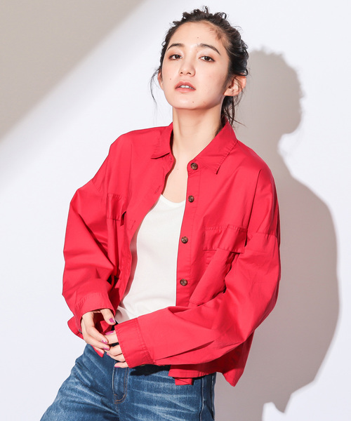 CIAOPANIC(チャオパニック)の「綿ツイルフラップポケット付きシャツ(シャツ/ブラウス・レディース・ベージュ/レッド/アイボリー・FREE)」の19枚目の写真