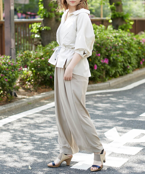 セール Nota Mano Sinistra ウエストシャーリング羽織シャツ シャツ ブラウス Nota ノータ のファッション Mano Della Della