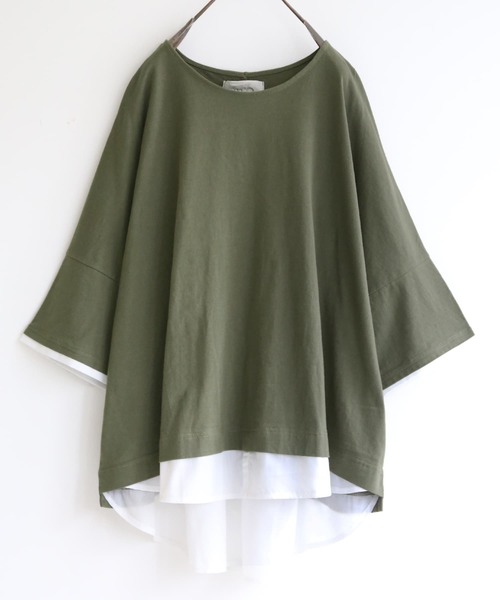 n'OrLABEL（ノアールレーベル）の「『レイヤード風Ｔシャツ』（Tシャツ/カットソー・レディース・ネイビー/グレー/カーキ/アイボリー/ピンク系その他/ブラック/モカ/ライトグレー/ラベンダー・FREE）」の6枚目の写真