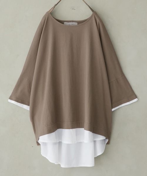 n'OrLABEL（ノアールレーベル）の「『レイヤード風Ｔシャツ』（Tシャツ/カットソー・レディース・ネイビー/グレー/カーキ/アイボリー/ピンク系その他/ブラック/モカ/ライトグレー/ラベンダー・FREE）」の4枚目の写真