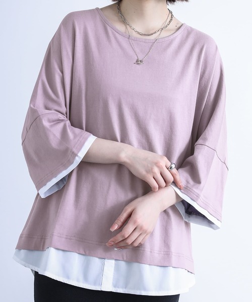 n'OrLABEL（ノアールレーベル）の「『レイヤード風Ｔシャツ』（Tシャツ/カットソー・レディース・ネイビー/グレー/カーキ/アイボリー/ピンク系その他/ブラック/モカ/ライトグレー/ラベンダー・FREE）」の11枚目の写真