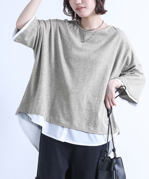 n'OrLABEL（ノアールレーベル）の「『レイヤード風Ｔシャツ』（Tシャツ/カットソー・レディース・ネイビー/グレー/カーキ/アイボリー/ピンク系その他/ブラック/モカ/ライトグレー/ラベンダー・FREE）」の20枚目の写真