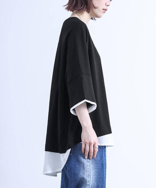 n'OrLABEL（ノアールレーベル）の「『レイヤード風Ｔシャツ』（Tシャツ/カットソー・レディース・ネイビー/グレー/カーキ/アイボリー/ピンク系その他/ブラック/モカ/ライトグレー/ラベンダー・FREE）」の16枚目の写真