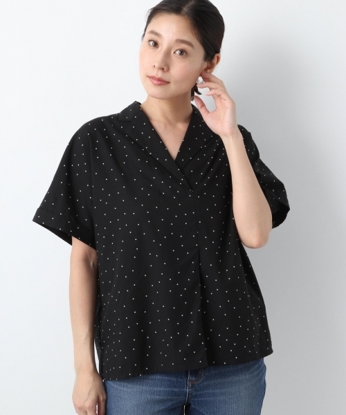 LEPSIM(レプシィム)の「カイキンスキッパーガラシャツ 784585(シャツ/ブラウス・レディース・ネイビー/イエロー/ドット・FREE)」の10枚目の写真