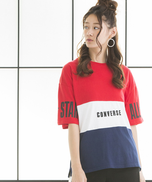 CONVERSE(コンバース)の「∴WEGO/CONVERSE別注切替Tシャツ(Tシャツ/カットソー・メンズ・ライトピンク/マスタード/ホワイト/トリコロール・MEDIUM/LARGE)」の20枚目の写真