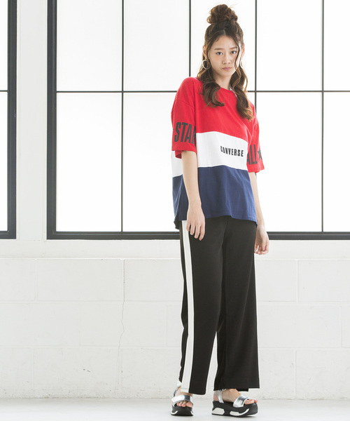 CONVERSE(コンバース)の「∴WEGO/CONVERSE別注切替Tシャツ(Tシャツ/カットソー・メンズ・ライトピンク/マスタード/ホワイト/トリコロール・MEDIUM/LARGE)」の18枚目の写真