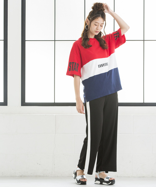 CONVERSE(コンバース)の「∴WEGO/CONVERSE別注切替Tシャツ(Tシャツ/カットソー・メンズ・ライトピンク/マスタード/ホワイト/トリコロール・MEDIUM/LARGE)」の17枚目の写真