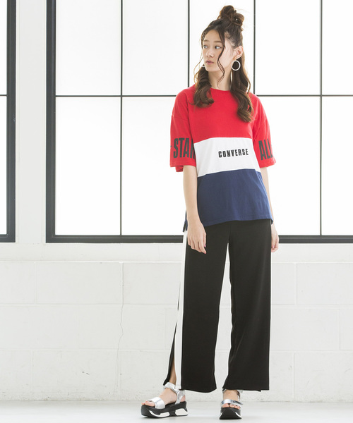 CONVERSE(コンバース)の「∴WEGO/CONVERSE別注切替Tシャツ(Tシャツ/カットソー・メンズ・ライトピンク/マスタード/ホワイト/トリコロール・MEDIUM/LARGE)」の16枚目の写真